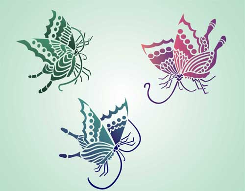 Three Butterflies Japanese Stencil Design from Stencil Kingdom